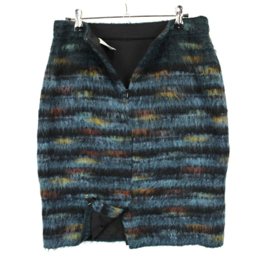 Maeve Anthropologie Women‎ 6 Wool Blend Fuzzy Textured Skirt Teal Black USA